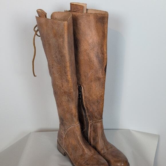 Bed Stu Manchester Knee High Leather Lace Back Boots - Picture 1 of 16